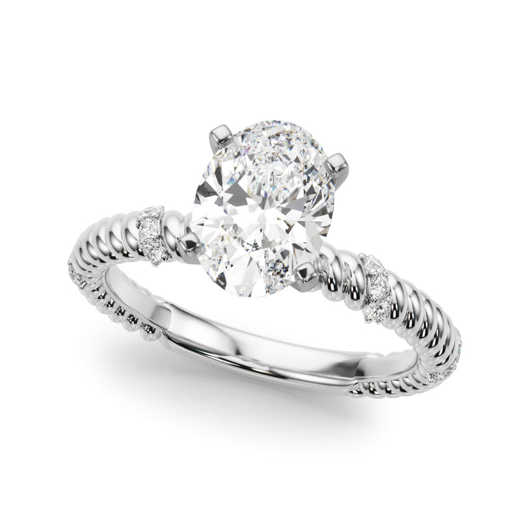 Twisting Diamond Accented Engagement Ring – Radiant Lab Diamond Engagement Ring in 18K Gold | Just Brilliant