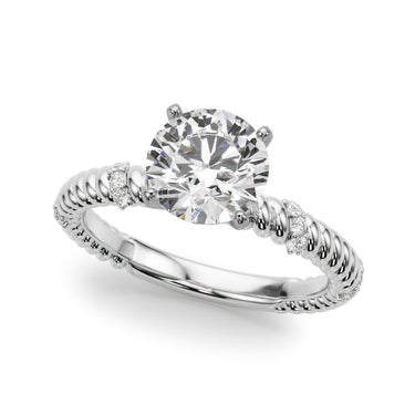 Twisting Diamond Accented Engagement Ring – Lab Diamond Engagement Ring in 18K Gold | Just Brilliant – close-up view