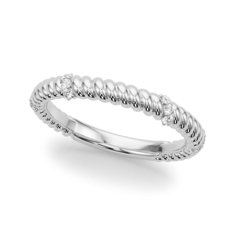 Twisting Diamond Accented Wedding Band – Radiant Lab Diamond Wedding Band in 18K Gold | Just Brilliant