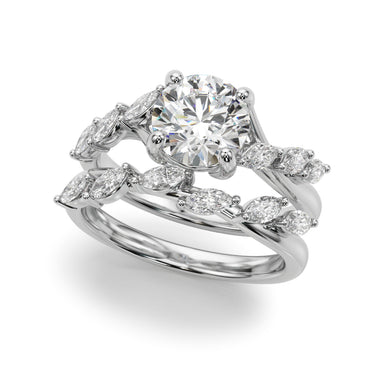 Marquise Accented Contemporary Engagement Ring – Marquise Lab Diamond Engagement Ring in 18K Gold | Just Brilliant – close...