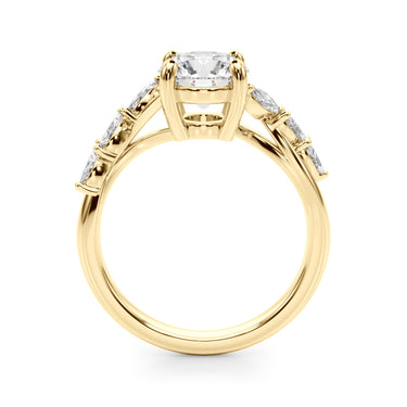 Marquise Accented Contemporary Engagement Ring – Marquise Lab Diamond Engagement Ring in 18K Gold | Just Brilliant – angle...