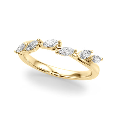 Marquise Wedding Band – Marquise Lab Diamond Wedding Band in 18K Gold | Just Brilliant – close-up view