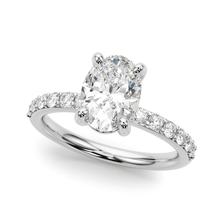 Single Row Oval Engagement Ring – Oval Lab Diamond Engagement Ring in 18K Gold | Just Brilliant
