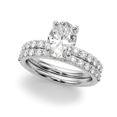 Single Row Oval Engagement Ring – Oval Lab Diamond Engagement Ring in 18K Gold | Just Brilliant – close-up view