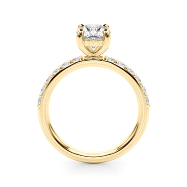 Single Row Oval Engagement Ring – Oval Lab Diamond Engagement Ring in 18K Gold | Just Brilliant – angle view
