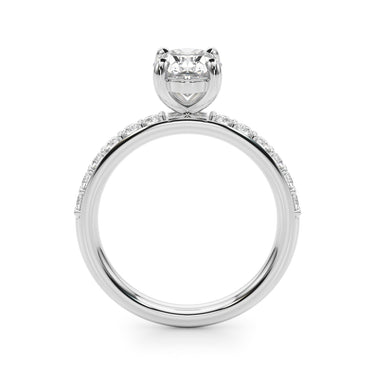 Single Row Oval Engagement Ring – Oval Lab Diamond Engagement Ring in 18K Gold | Just Brilliant – detail view