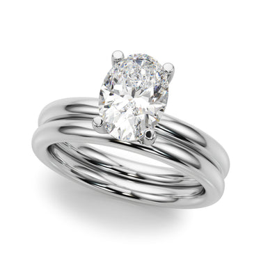 Solitaire Oval Engagement Ring – Oval Lab Diamond Engagement Ring in 18K Gold | Just Brilliant – close-up view