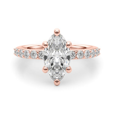Single Row Marquise Engagement Ring – Marquise Lab Diamond Engagement Ring in 18K Gold | Just Brilliant – view 12