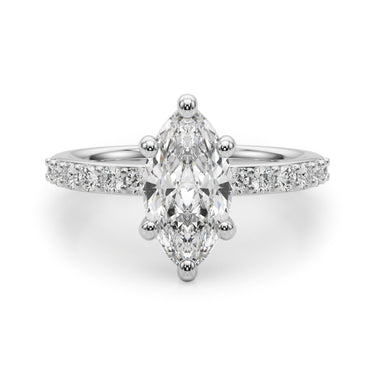 Single Row Marquise Engagement Ring – Marquise Lab Diamond Engagement Ring in 18K Gold | Just Brilliant – lifestyle view