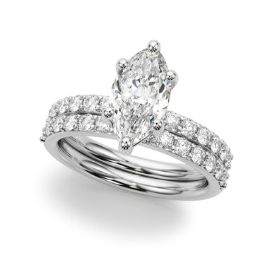 Single Row Marquise Engagement Ring – Marquise Lab Diamond Engagement Ring in 18K Gold | Just Brilliant – close-up view