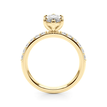 Single Row Marquise Engagement Ring – Marquise Lab Diamond Engagement Ring in 18K Gold | Just Brilliant – angle view