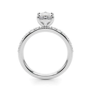Single Row Marquise Engagement Ring – Marquise Lab Diamond Engagement Ring in 18K Gold | Just Brilliant – detail view