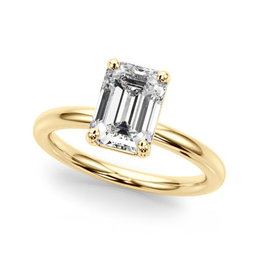 Solitaire Emerald Cut Engagement Ring – Emerald Cut Emerald Engagement Ring in 18K Gold | Just Brilliant – side view