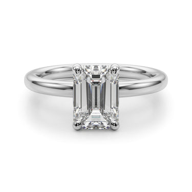Solitaire Emerald Cut Engagement Ring – Emerald Cut Emerald Engagement Ring in 18K Gold | Just Brilliant – lifestyle view