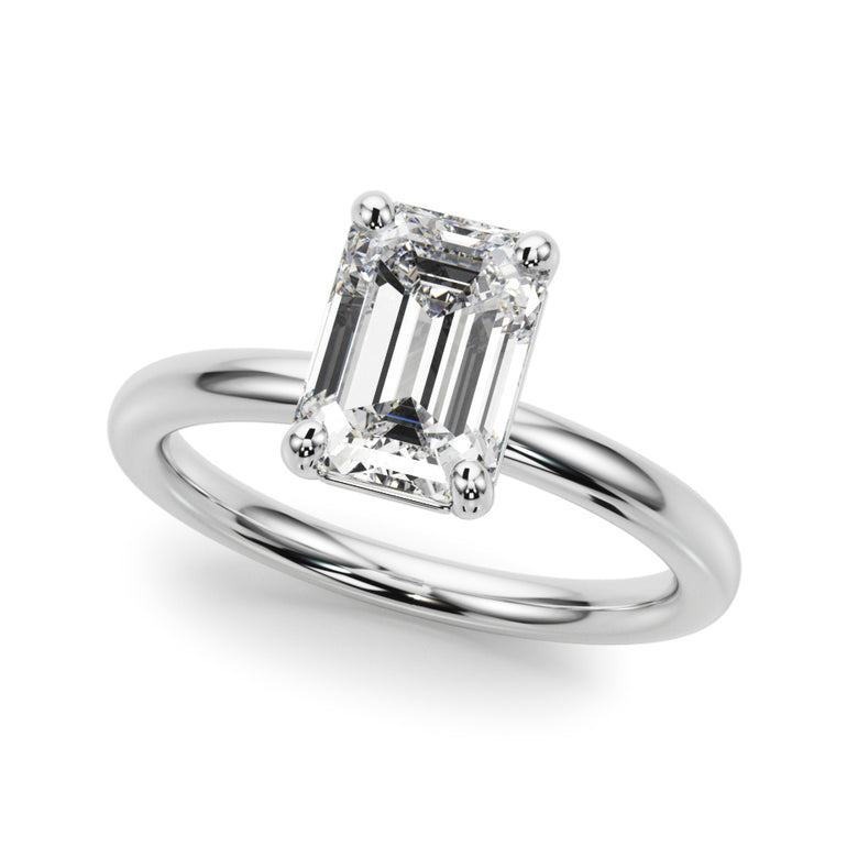 Solitaire Emerald Cut Engagement Ring – Emerald Cut Emerald & Lab Diamond Engagement Ring in 18K Gold | Just Brilliant