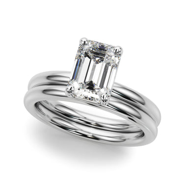 Solitaire Emerald Cut Engagement Ring – Emerald Cut Emerald Engagement Ring in 18K Gold | Just Brilliant – close-up view