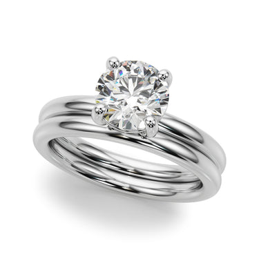Solitaire Round Engagement Ring – Round Lab Diamond Engagement Ring in 18K Gold | Just Brilliant – close-up view