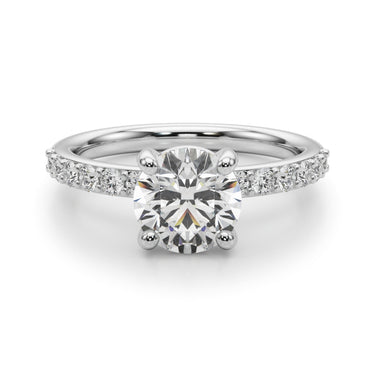 Single Row Round Engagement Ring – Round Lab Diamond Engagement Ring in 18K Gold | Just Brilliant – lifestyle view