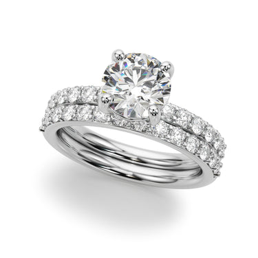 Single Row Round Engagement Ring – Round Lab Diamond Engagement Ring in 18K Gold | Just Brilliant – close-up view