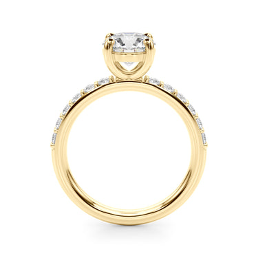 Single Row Round Engagement Ring – Round Lab Diamond Engagement Ring in 18K Gold | Just Brilliant – angle view