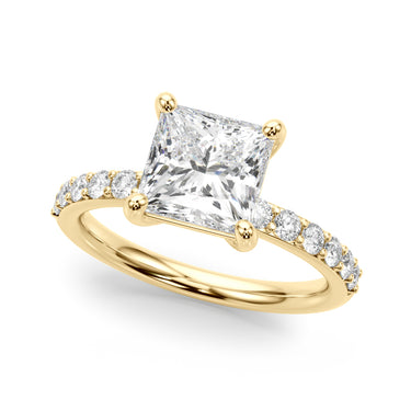 Single Row Princess Cut Engagement Ring – Princess Cut Lab Diamond Engagement Ring in 18K Gold | Just Brilliant – side view