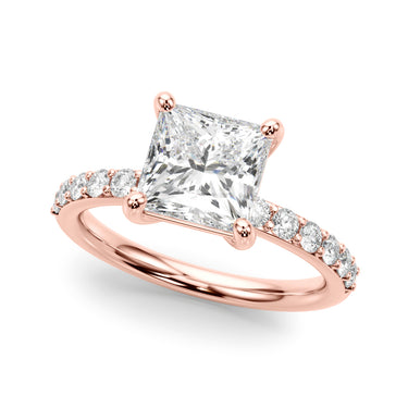 Single Row Princess Cut Engagement Ring – Princess Cut Lab Diamond Engagement Ring in 18K Gold | Just Brilliant – view 9