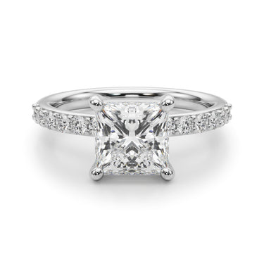 Single Row Princess Cut Engagement Ring – Princess Cut Lab Diamond Engagement Ring in 18K Gold | Just Brilliant – lifestyl...