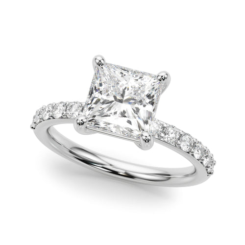Single Row Princess Cut Engagement RIng