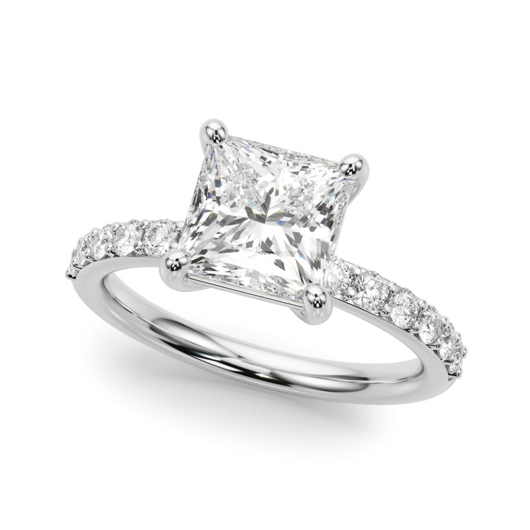 Single Row Princess Cut Engagement Ring – Princess Cut Lab Diamond Engagement Ring in 18K Gold | Just Brilliant