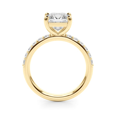 Single Row Princess Cut Engagement Ring – Princess Cut Lab Diamond Engagement Ring in 18K Gold | Just Brilliant – angle view