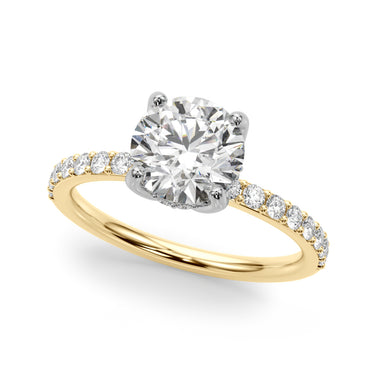 Single Row Hidden Halo Round Engagement Ring – Round Lab Diamond Engagement Ring in 18K Gold | Just Brilliant – side view