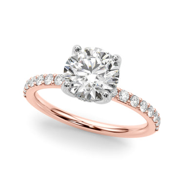 Single Row Hidden Halo Round Engagement Ring – Round Lab Diamond Engagement Ring in 18K Gold | Just Brilliant – view 9
