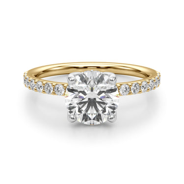Single Row Hidden Halo Round Engagement Ring – Round Lab Diamond Engagement Ring in 18K Gold | Just Brilliant – view 8