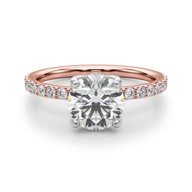 Single Row Hidden Halo Round Engagement Ring – Round Lab Diamond Engagement Ring in 18K Gold | Just Brilliant – view 12
