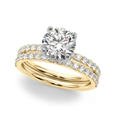 Single Row Hidden Halo Round Engagement Ring – Round Lab Diamond Engagement Ring in 18K Gold | Just Brilliant – view 7