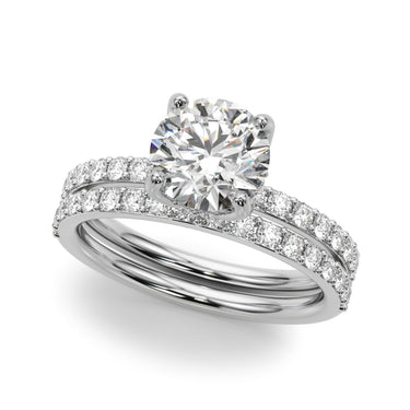 Single Row Hidden Halo Round Engagement Ring – Round Lab Diamond Engagement Ring in 18K Gold | Just Brilliant – close-up view