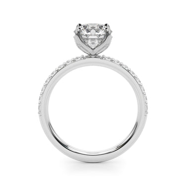 Single Row Hidden Halo Round Engagement Ring – Round Lab Diamond Engagement Ring in 18K Gold | Just Brilliant – detail view