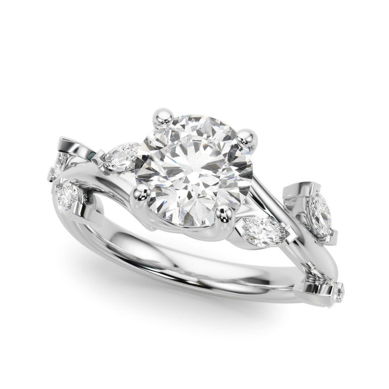 Engagement Rings Round & Mq – Marquise Lab Diamond Engagement Ring in 18K Gold | Just Brilliant