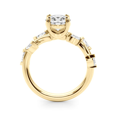 Engagement Rings Round & Mq – Lab Diamond Engagement Ring in 18K Gold | Just Brilliant – angle view