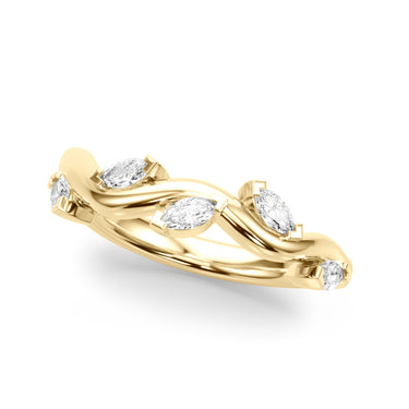 Nature Inspired Wedding Band – Lab Diamond Wedding Band in 18K Gold | Just Brilliant – close-up view