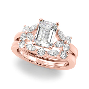 Contemporary Floral Emerald Cut Engagement Ring – Emerald Cut Emerald Engagement Ring in 18K Gold | Just Brilliant – view 12