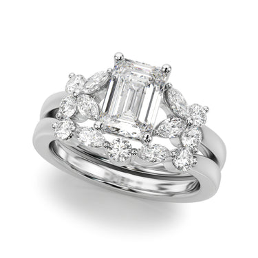 Contemporary Floral Emerald Cut Engagement Ring – Emerald Cut Emerald Engagement Ring in 18K Gold | Just Brilliant – lifes...