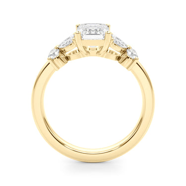 Contemporary Floral Emerald Cut Engagement Ring – Emerald Cut Emerald Engagement Ring in 18K Gold | Just Brilliant – angle...