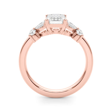 Contemporary Floral Emerald Cut Engagement Ring – Emerald Cut Emerald Engagement Ring in 18K Gold | Just Brilliant – view 10