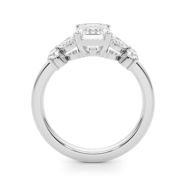 Contemporary Floral Emerald Cut Engagement Ring – Emerald Cut Emerald Engagement Ring in 18K Gold | Just Brilliant – detai...