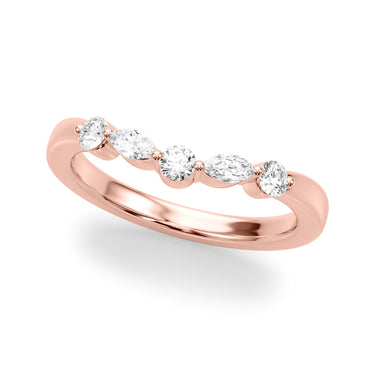 Alternating Round & Marquise Curved Wedding Band – Marquise Lab Diamond Wedding Band in 18K Gold | Just Brilliant – side view