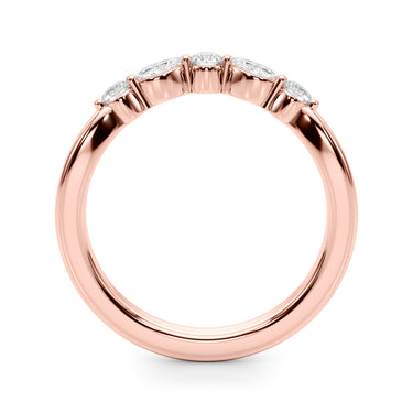 Alternating Round & Marquise Curved Wedding Band – Marquise Lab Diamond Wedding Band in 18K Gold | Just Brilliant – angle ...