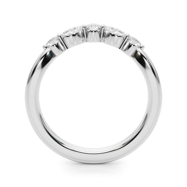 Alternating Round & Marquise Curved Wedding Band – Marquise Lab Diamond Wedding Band in 18K Gold | Just Brilliant – detail...