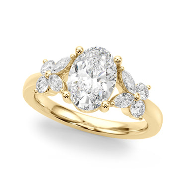 Floral Oval Engagement Ring – Oval Lab Diamond Engagement Ring in 18K Gold | Just Brilliant – side view
