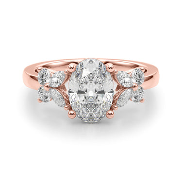 Floral Oval Engagement Ring – Oval Lab Diamond Engagement Ring in 18K Gold | Just Brilliant – view 12